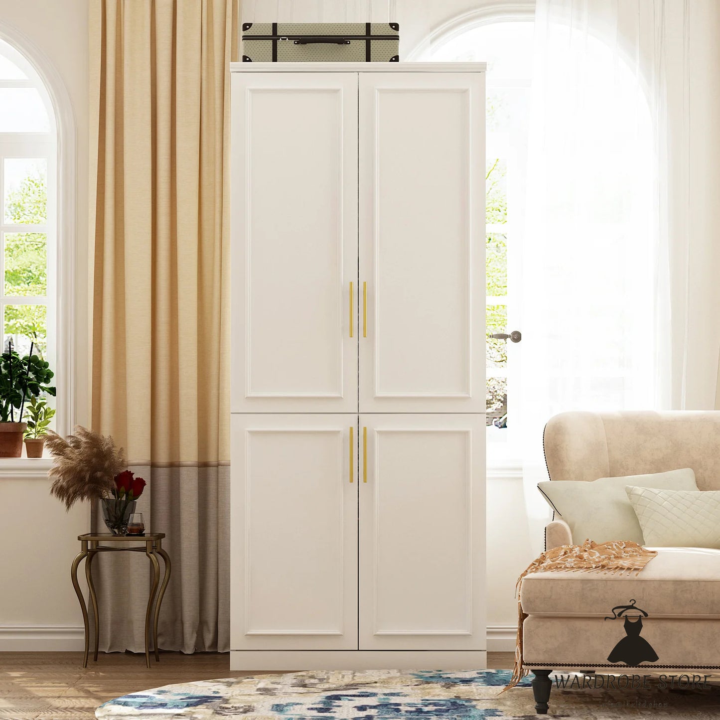 Large Modular Wardrobe with Glass Doors and Drawers