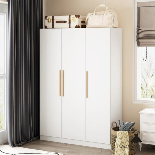 Armoire with Solid Wood Handle 3-Door Large Cabinet for Bedroom