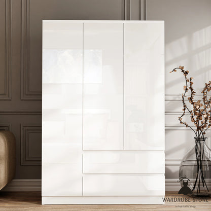 High Gloss Door Wardrobe With Drawers And Shelves