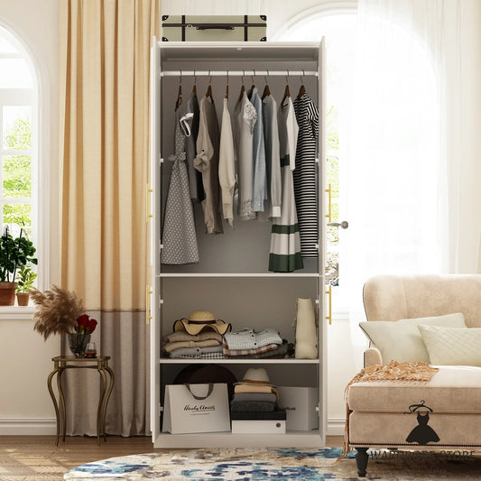 Large Modular Wardrobe with Glass Doors and Drawers