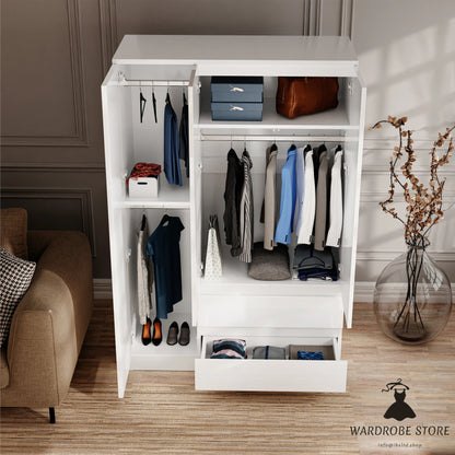 High Gloss Door Wardrobe With Drawers And Shelves