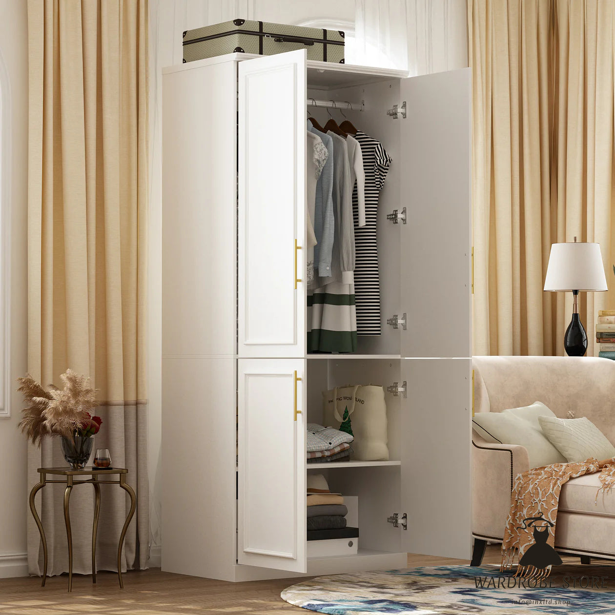 Large Modular Wardrobe with Glass Doors and Drawers