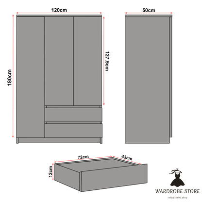 High Gloss Door Wardrobe With Drawers And Shelves