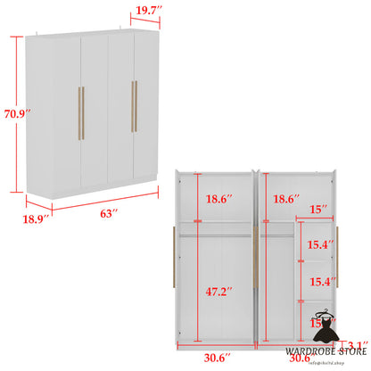 Manufactured Wood Armoire Storage Cabinet Large Wardrobe Family Closet Hanging Rods